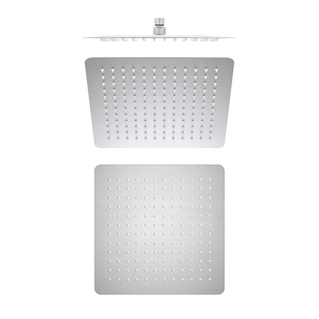 Kibi Cube 12 Metal Ultra Thin Profile Rain Shower Head 1.75 GPM - Brushed Nickel SH1202BN